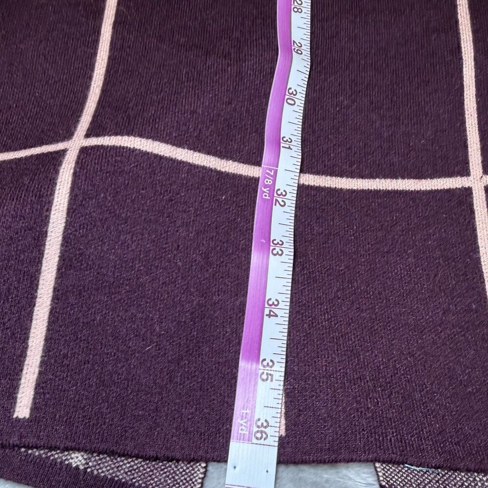 Nine West Womens Size Medium Burgundy Windowpane Plaid Long Cardigan Sweater - Picture 9 of 12